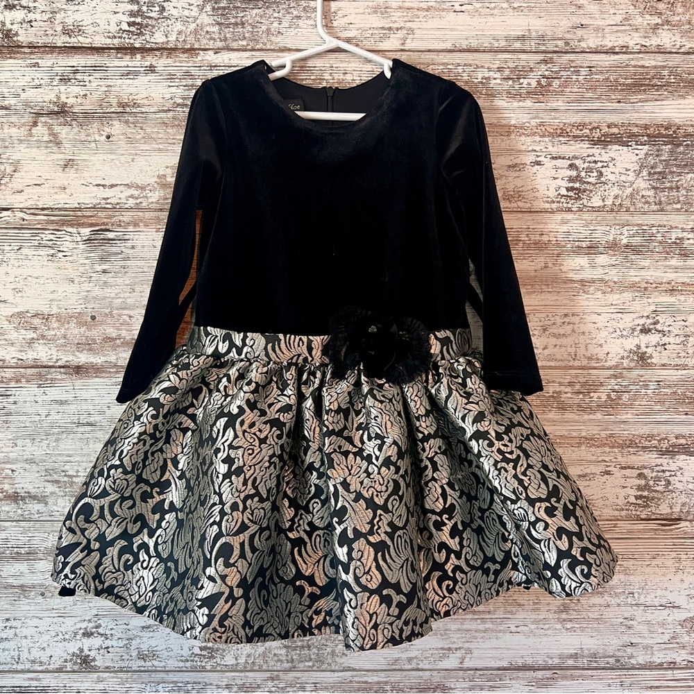 Little Girls Special Occasion Black and Silver Kids Dress